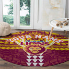 Personalized Brisbane Lions Round Carpet Polynesian Tribal Pattern Heritage Football