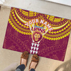 Personalized Brisbane Lions Rubber Doormat Polynesian Tribal Pattern Heritage Football
