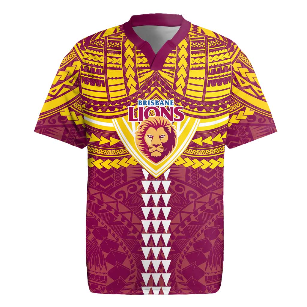 Personalized Brisbane Lions Rugby Jersey Polynesian Tribal Pattern Heritage Football