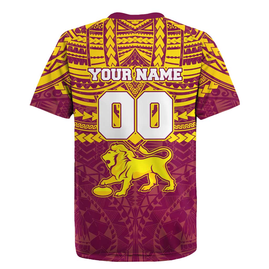Personalized Brisbane Lions Rugby Jersey Polynesian Tribal Pattern Heritage Football