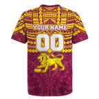 Personalized Brisbane Lions Rugby Jersey Polynesian Tribal Pattern Heritage Football