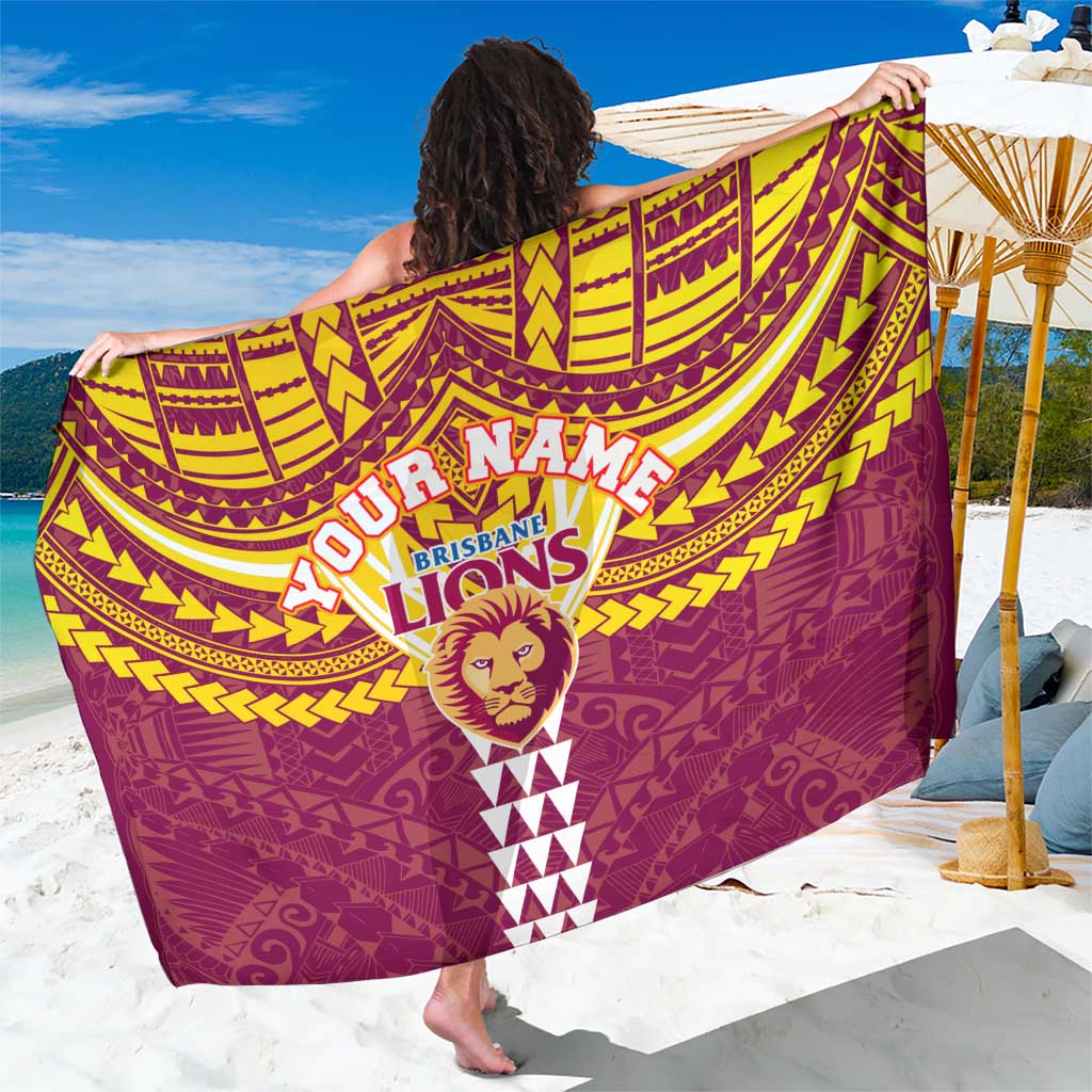 Personalized Brisbane Lions Sarong Polynesian Tribal Pattern Heritage Football