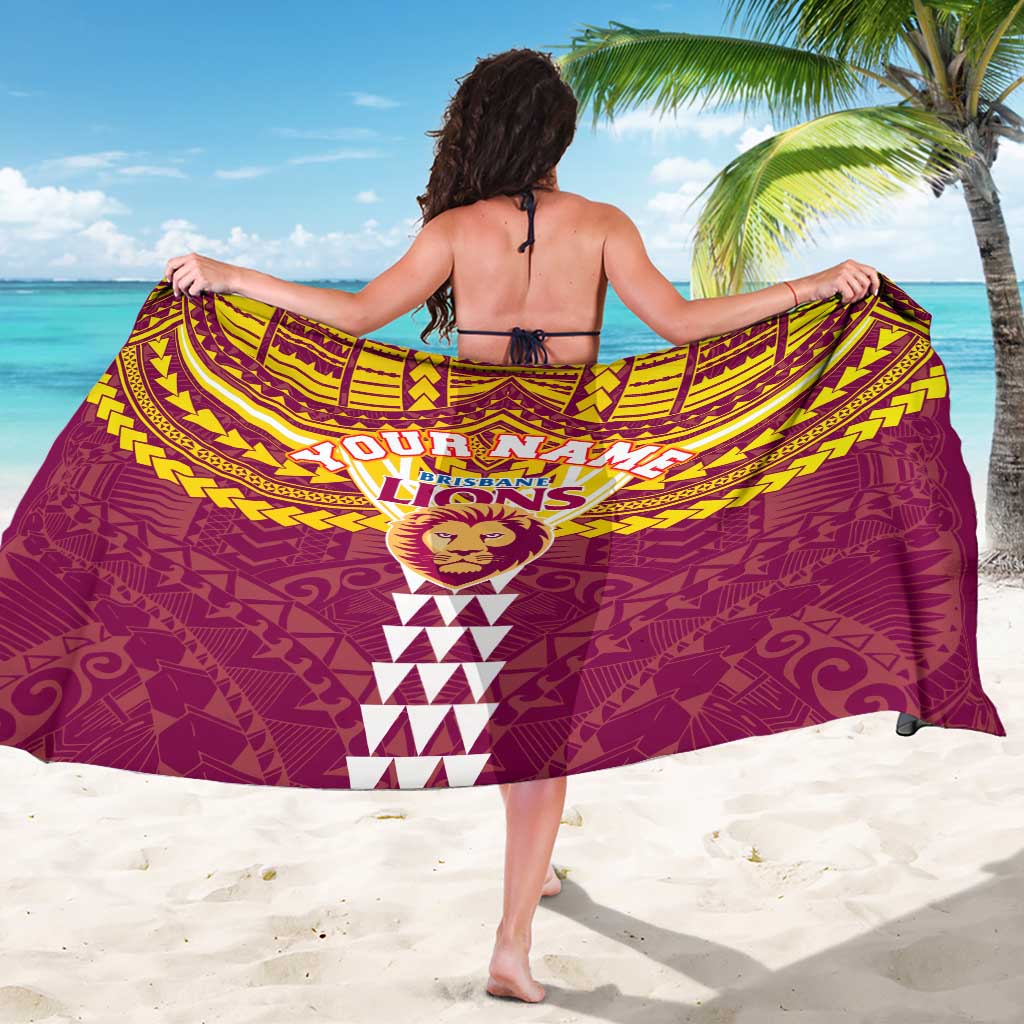 Personalized Brisbane Lions Sarong Polynesian Tribal Pattern Heritage Football