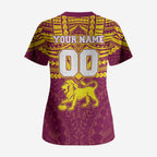 Personalized Brisbane Lions Scrub Top Polynesian Tribal Pattern Heritage Football
