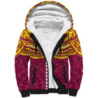 Personalized Brisbane Lions Sherpa Hoodie Polynesian Tribal Pattern Heritage Football