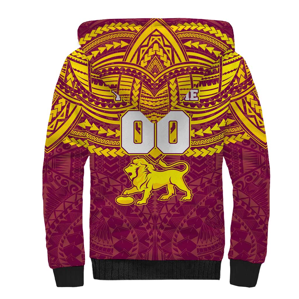 Personalized Brisbane Lions Sherpa Hoodie Polynesian Tribal Pattern Heritage Football