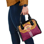 Personalized Brisbane Lions Shoulder Handbag Polynesian Tribal Pattern Heritage Football