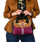 Personalized Brisbane Lions Shoulder Handbag Polynesian Tribal Pattern Heritage Football