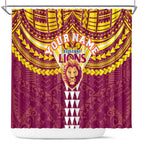 Personalized Brisbane Lions Shower Curtain Polynesian Tribal Pattern Heritage Football