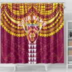 Personalized Brisbane Lions Shower Curtain Polynesian Tribal Pattern Heritage Football