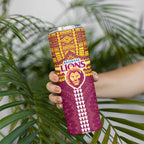 Personalized Brisbane Lions Skinny Tumbler Polynesian Tribal Pattern Heritage Football