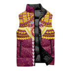 Personalized Brisbane Lions Sleeveless Puffer Jacket Polynesian Tribal Pattern Heritage Football