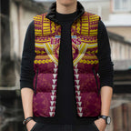 Personalized Brisbane Lions Sleeveless Puffer Jacket Polynesian Tribal Pattern Heritage Football
