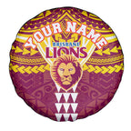 Personalized Brisbane Lions Spare Tire Cover Polynesian Tribal Pattern Heritage Football