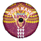 Personalized Brisbane Lions Spare Tire Cover Polynesian Tribal Pattern Heritage Football