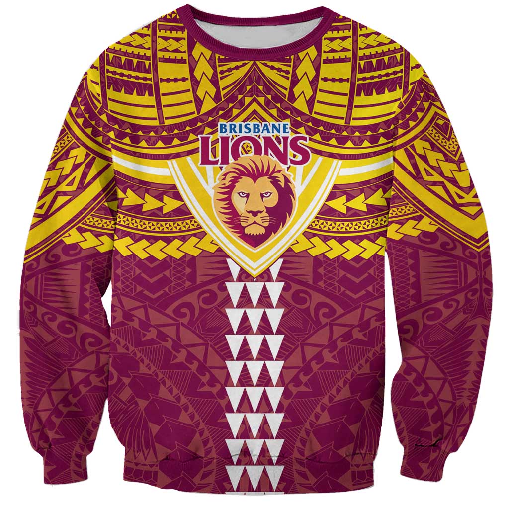Personalized Brisbane Lions Sweatshirt Polynesian Tribal Pattern Heritage Football