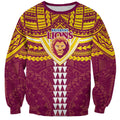 Personalized Brisbane Lions Sweatshirt Polynesian Tribal Pattern Heritage Football