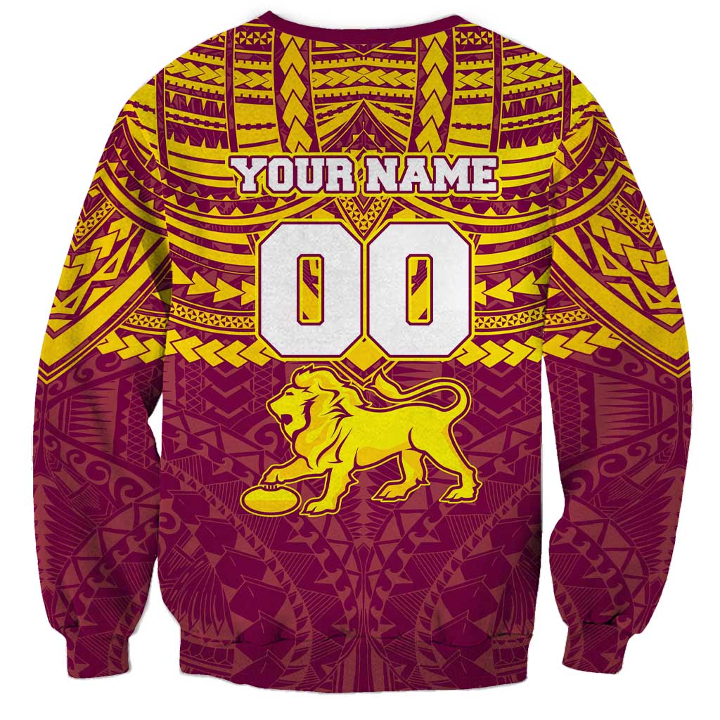 Personalized Brisbane Lions Sweatshirt Polynesian Tribal Pattern Heritage Football