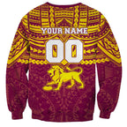 Personalized Brisbane Lions Sweatshirt Polynesian Tribal Pattern Heritage Football