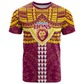 Personalized Brisbane Lions T Shirt Polynesian Tribal Pattern Heritage Football