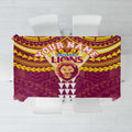 Personalized Brisbane Lions Tablecloth Polynesian Tribal Pattern Heritage Football