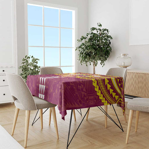 Personalized Brisbane Lions Tablecloth Polynesian Tribal Pattern Heritage Football