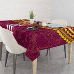 Personalized Brisbane Lions Tablecloth Polynesian Tribal Pattern Heritage Football