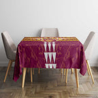 Personalized Brisbane Lions Tablecloth Polynesian Tribal Pattern Heritage Football