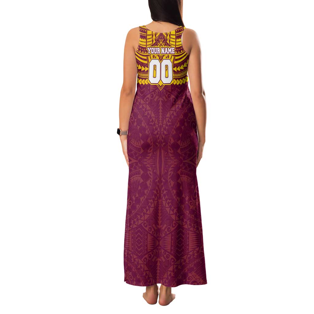 Personalized Brisbane Lions Tank Maxi Dress Polynesian Tribal Pattern Heritage Football