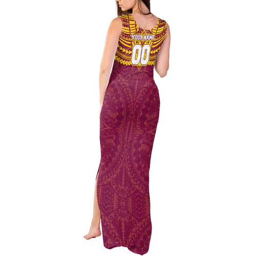 Personalized Brisbane Lions Tank Maxi Dress Polynesian Tribal Pattern Heritage Football