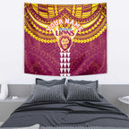 Personalized Brisbane Lions Tapestry Polynesian Tribal Pattern Heritage Football