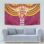 Personalized Brisbane Lions Tapestry Polynesian Tribal Pattern Heritage Football