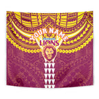 Personalized Brisbane Lions Tapestry Polynesian Tribal Pattern Heritage Football