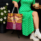 Personalized Brisbane Lions Tote Bag Polynesian Tribal Pattern Heritage Football
