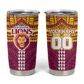 Personalized Brisbane Lions Tumbler Cup Polynesian Tribal Pattern Heritage Football