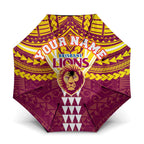Personalized Brisbane Lions Umbrella Polynesian Tribal Pattern Heritage Football