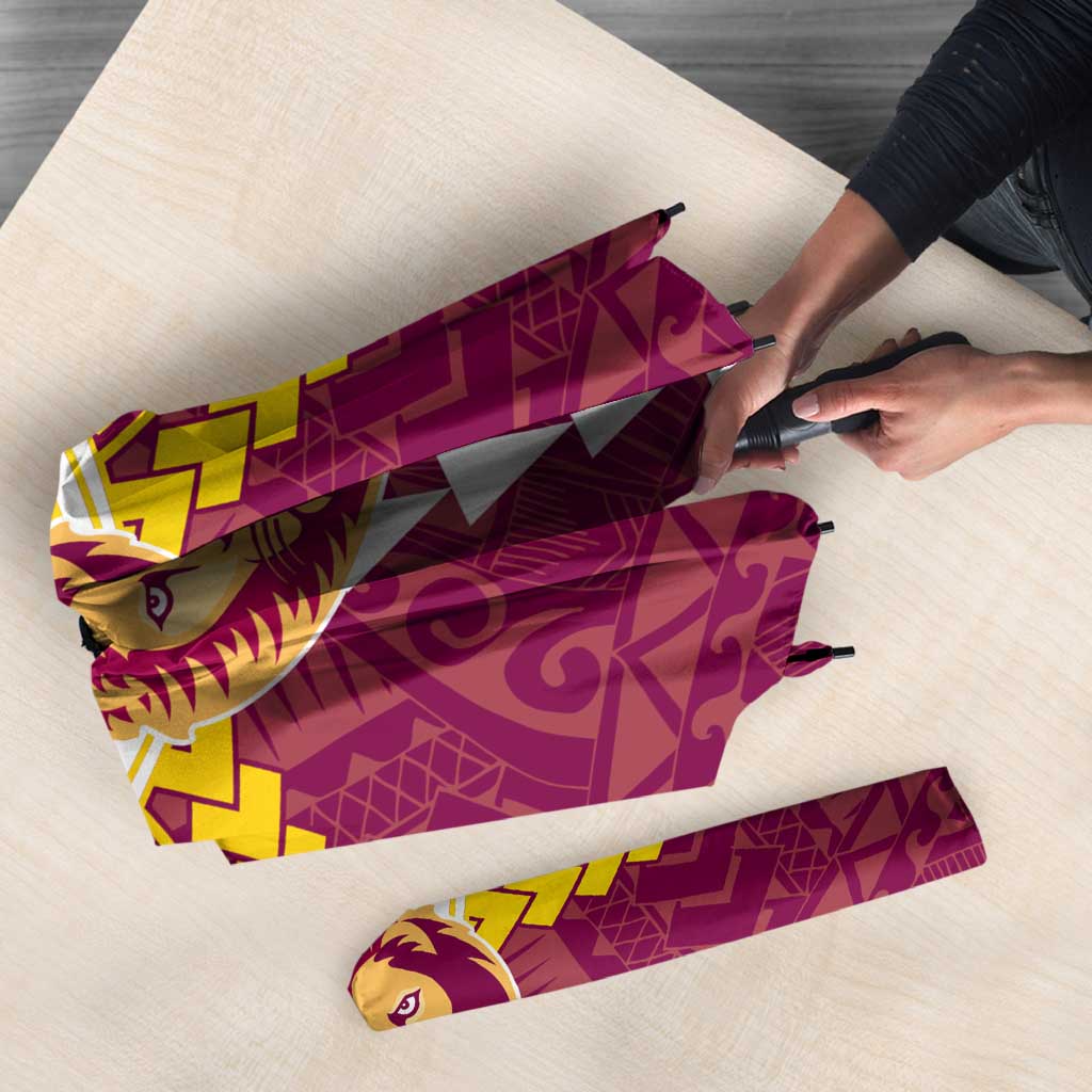 Personalized Brisbane Lions Umbrella Polynesian Tribal Pattern Heritage Football