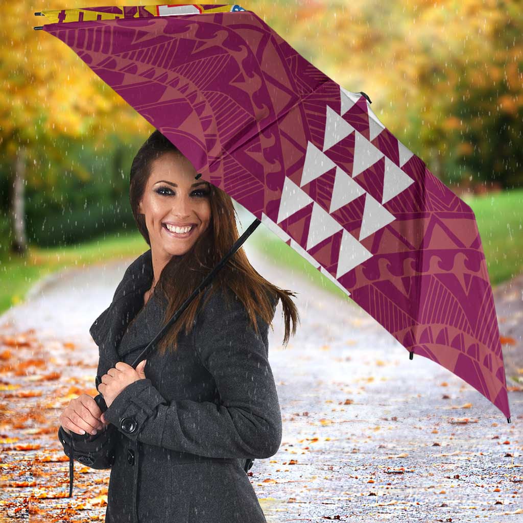 Personalized Brisbane Lions Umbrella Polynesian Tribal Pattern Heritage Football