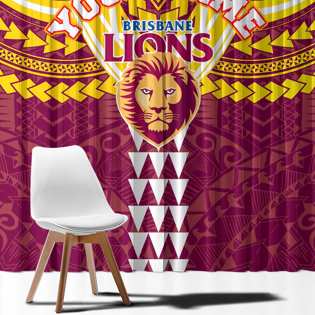 Personalized Brisbane Lions Window Curtain Polynesian Tribal Pattern Heritage Football