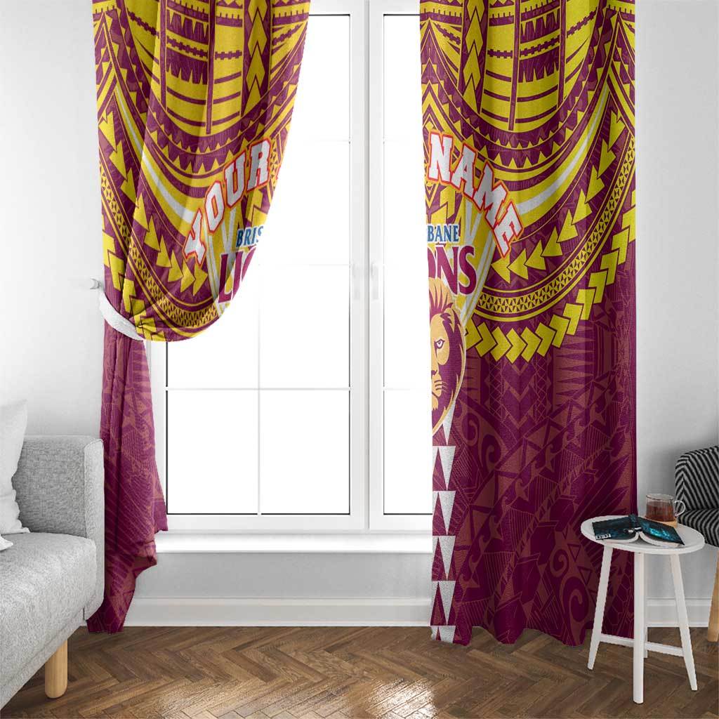 Personalized Brisbane Lions Window Curtain Polynesian Tribal Pattern Heritage Football