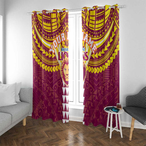 Personalized Brisbane Lions Window Curtain Polynesian Tribal Pattern Heritage Football