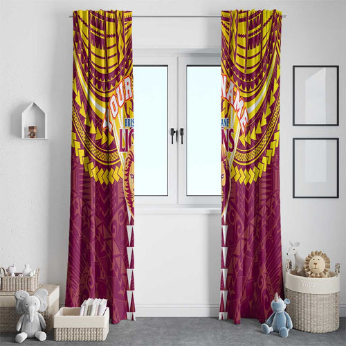 Personalized Brisbane Lions Window Curtain Polynesian Tribal Pattern Heritage Football