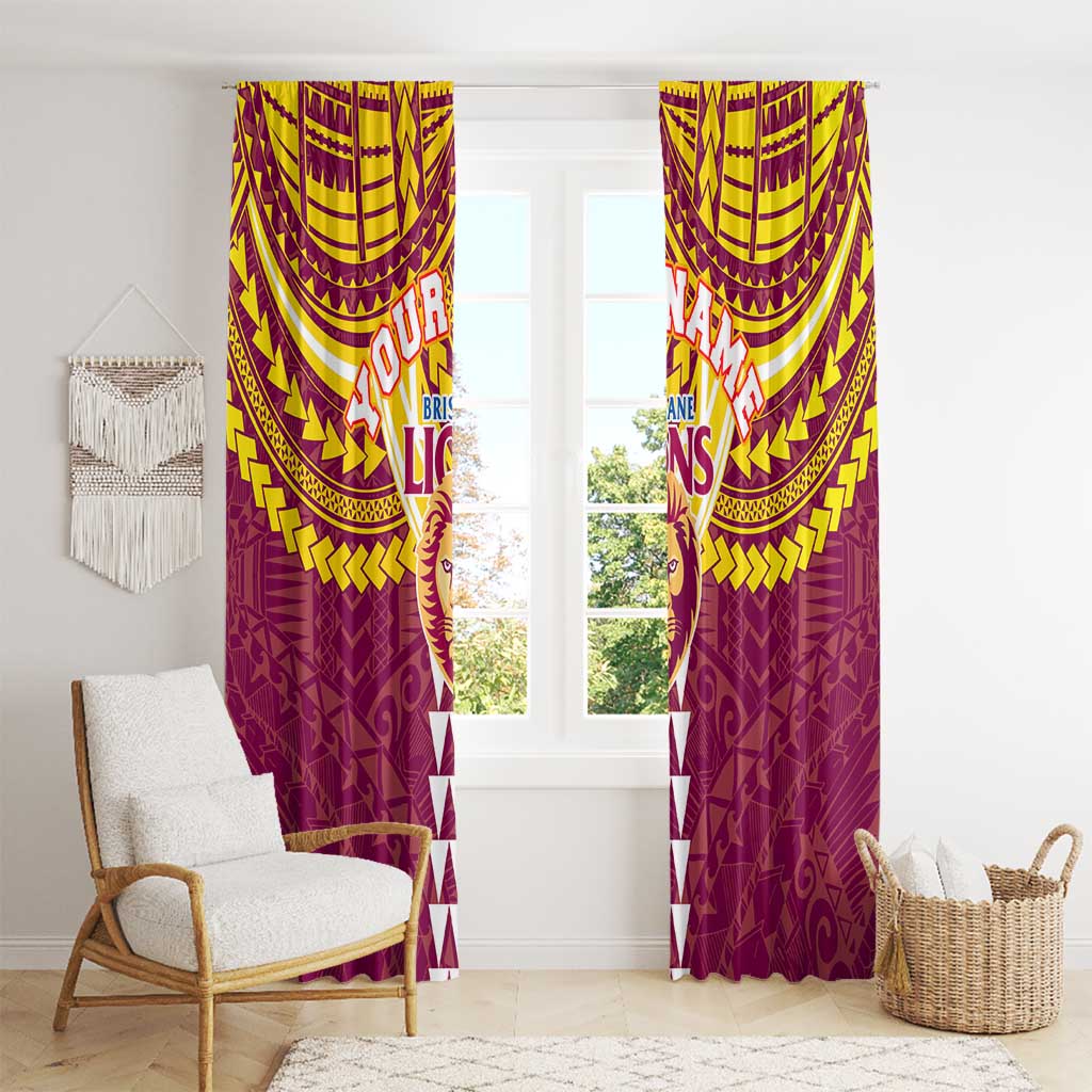 Personalized Brisbane Lions Window Curtain Polynesian Tribal Pattern Heritage Football