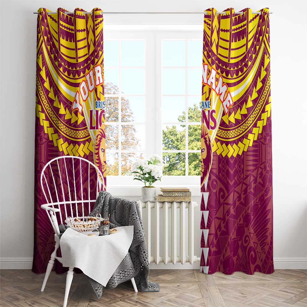 Personalized Brisbane Lions Window Curtain Polynesian Tribal Pattern Heritage Football