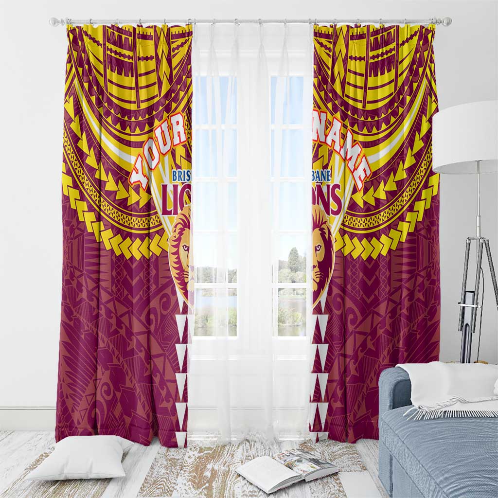 Personalized Brisbane Lions Window Curtain Polynesian Tribal Pattern Heritage Football