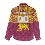 Personalized Brisbane Lions Women Casual Shirt Polynesian Tribal Pattern Heritage Football