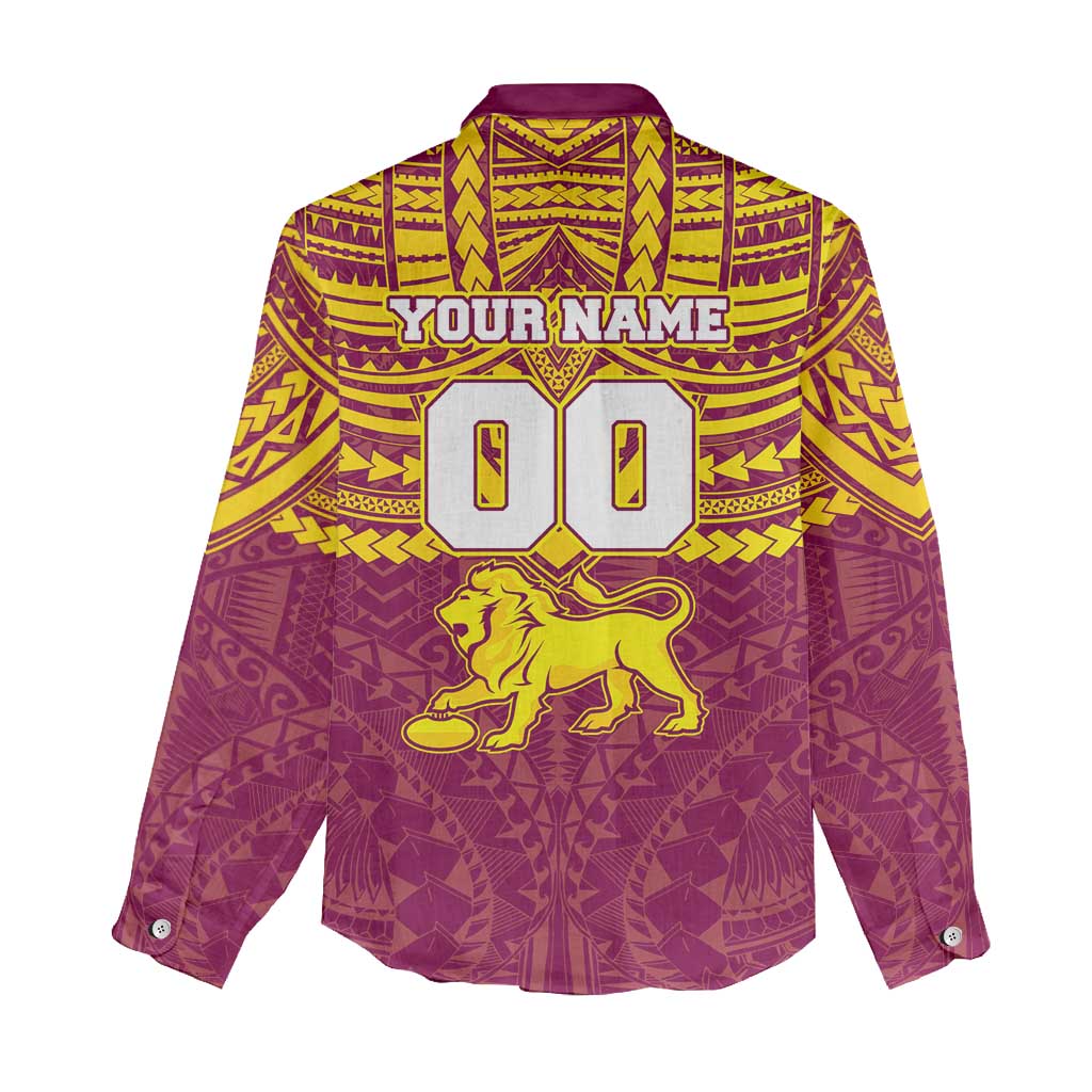 Personalized Brisbane Lions Women Casual Shirt Polynesian Tribal Pattern Heritage Football