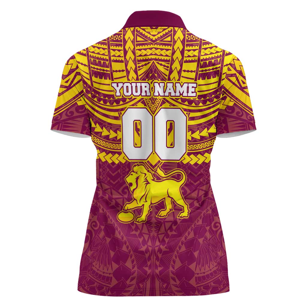 Personalized Brisbane Lions Women Polo Shirt Polynesian Tribal Pattern Heritage Football
