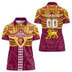 Personalized Brisbane Lions Women Polo Shirt Polynesian Tribal Pattern Heritage Football