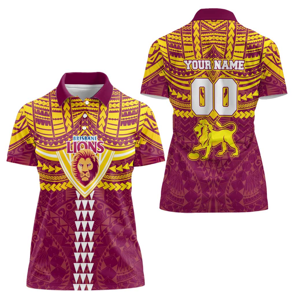 Personalized Brisbane Lions Women Polo Shirt Polynesian Tribal Pattern Heritage Football